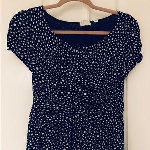 Anthropologie Navy Polka Dot Top